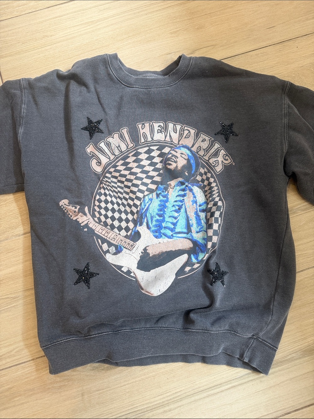 Black Jimi Hendrix Graphic Crewneck Sweatshirt